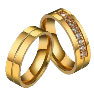 18K Gold Couple Engagement Rings – Two Hearts, One Promise