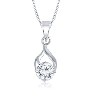 Elegant Sterling Silver Solitaire Pendant