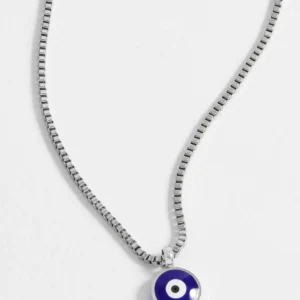 Men’s Silver Evil Eye Pendant Necklace