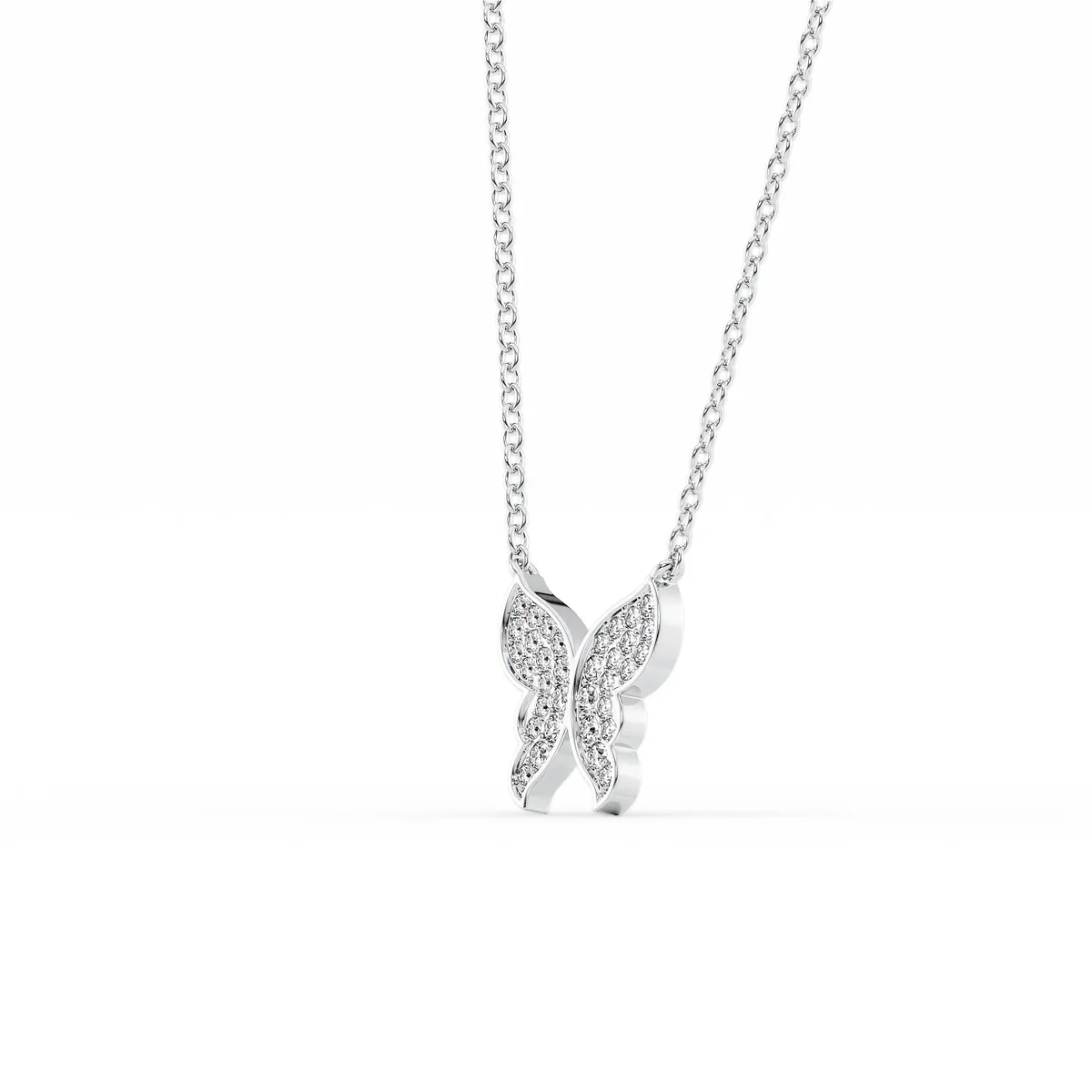 Elegant Silver Butterfly Pendant Necklace with Crystals - Image 2