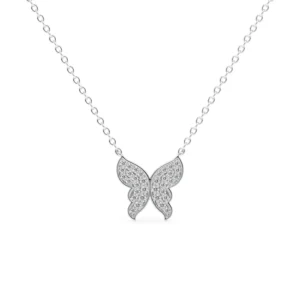 Elegant Silver Butterfly Pendant Necklace with Crystals